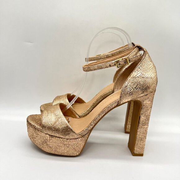 Chinese Laundry 10M‎ Asher Metallic Gold Platforms Heels Dress Sandals Shoes - Picture 6 of 14